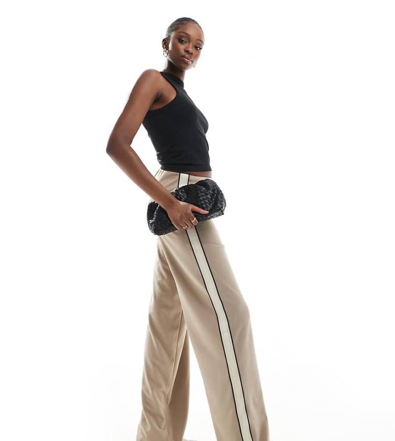 Vero Moda Tall - Lockere Schlupfhose in Fossil-Beige mit seitlichem Streifen-Neutral von Vero Moda Tall