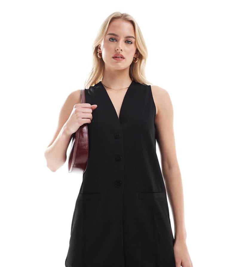 Vero Moda Tall - Longline-Weste in Schwarz aus Jersey-Crêpe, Kombiteil von Vero Moda Tall
