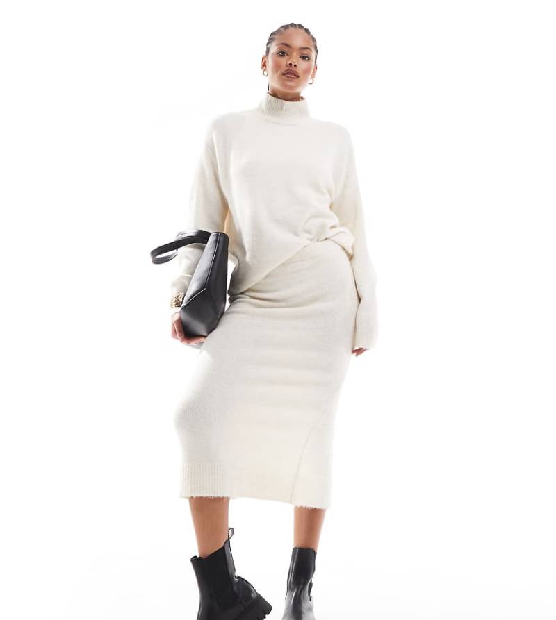 Vero Moda Tall - Midi-Strickrock in meliertem Schwarz-Weiß, Kombiteil von Vero Moda Tall