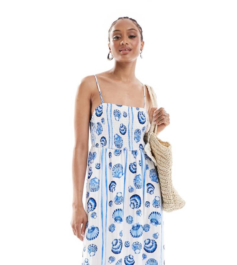 Vero Moda Tall - Midi-Trägerkleid mit blauem Muschelmuster Vero Moda Tall - Midi-Trägerkleid mit blauem Muschelmuster von Vero Moda Tall