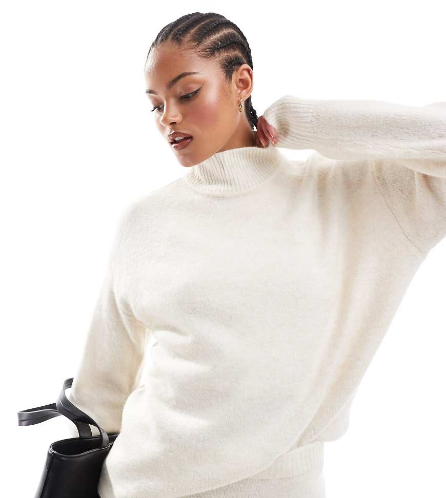 Vero Moda Tall - Oversize-Rollkragenpullover in meliertem Schwarz-Weiß, Kombiteil von Vero Moda Tall