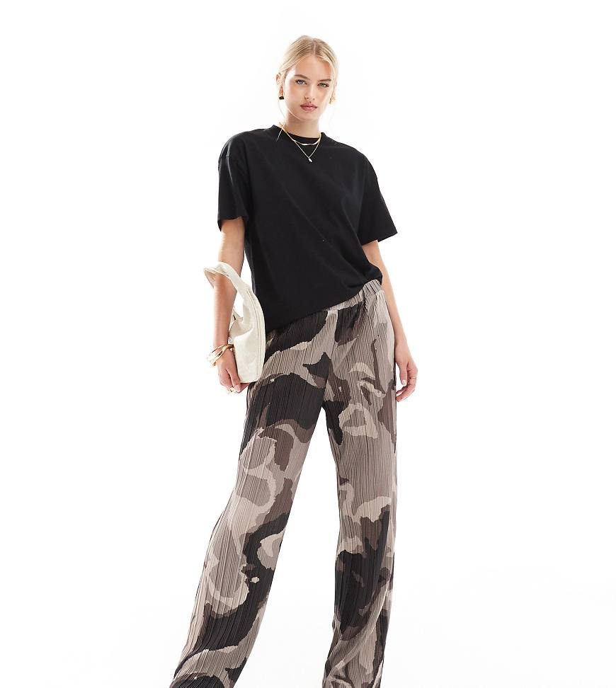 Vero Moda Tall - Plissee-Hose in Braun mit abstraktem Muster und weitem Bein Vero Moda Tall - Plissee-Hose in Braun mit abstraktem Muster und weitem Bein von Vero Moda Tall