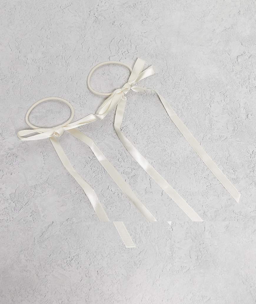 Vero Moda - 2er-Pack Schleifenband-Haarbänder in Creme-Weiß von Vero Moda