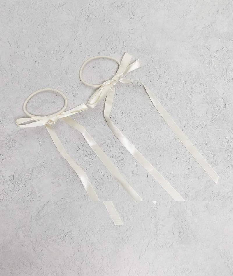 Vero Moda - 2er-Pack Schleifenband-Haarbänder in Creme-Weiß von Vero Moda