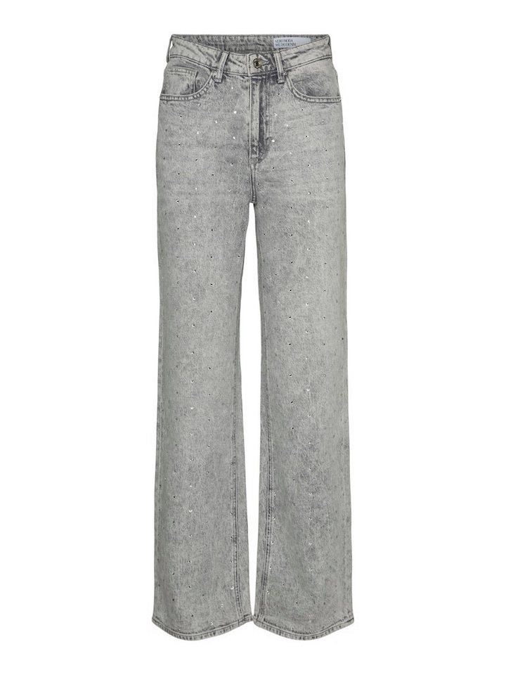 Vero Moda 5-Pocket-Jeans VMTESSA HR WIDE JEANS RHINES RA207 Medium Grey Denim/RHINESTONE von Vero Moda