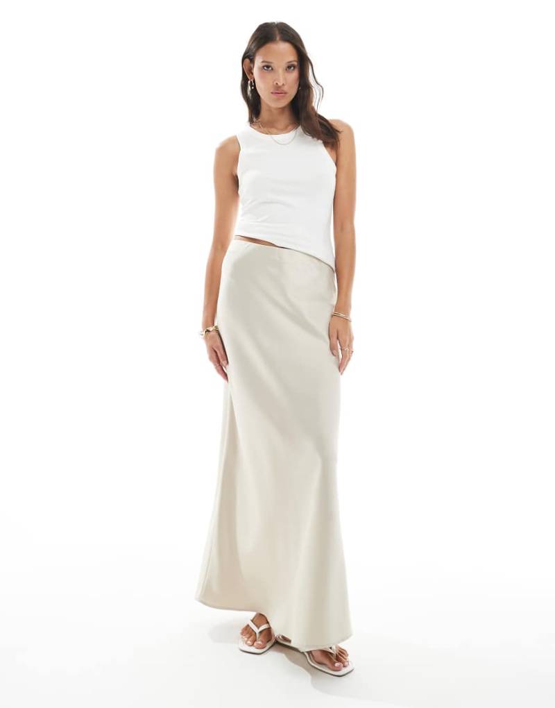 Vero Moda - Asymmetrischer Satin-Midirock in Steinbeige-Neutral von Vero Moda