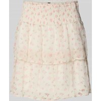 Vero Moda Ausgestellter Mini-Rock mit Allover-Muster Modell 'SMILLA' in Offwhite, Größe M von Vero Moda