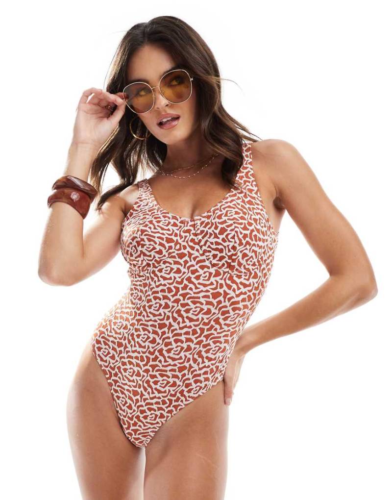 Vero Moda - Badeanzug in Arabian Spice mit appliziertem Muster-Orange von Vero Moda