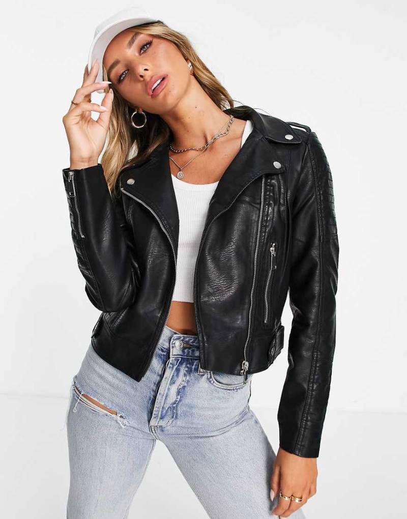 Vero Moda - Bikerjacke aus Kunstleder-Schwarz von Vero Moda