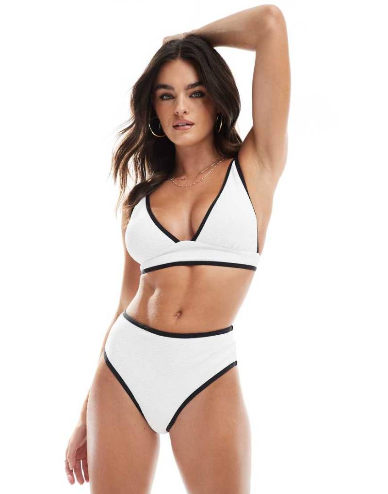 Vero Moda - Bikinioberteil in Weiß mit Strukturmuster und Zierstreifen von Vero Moda