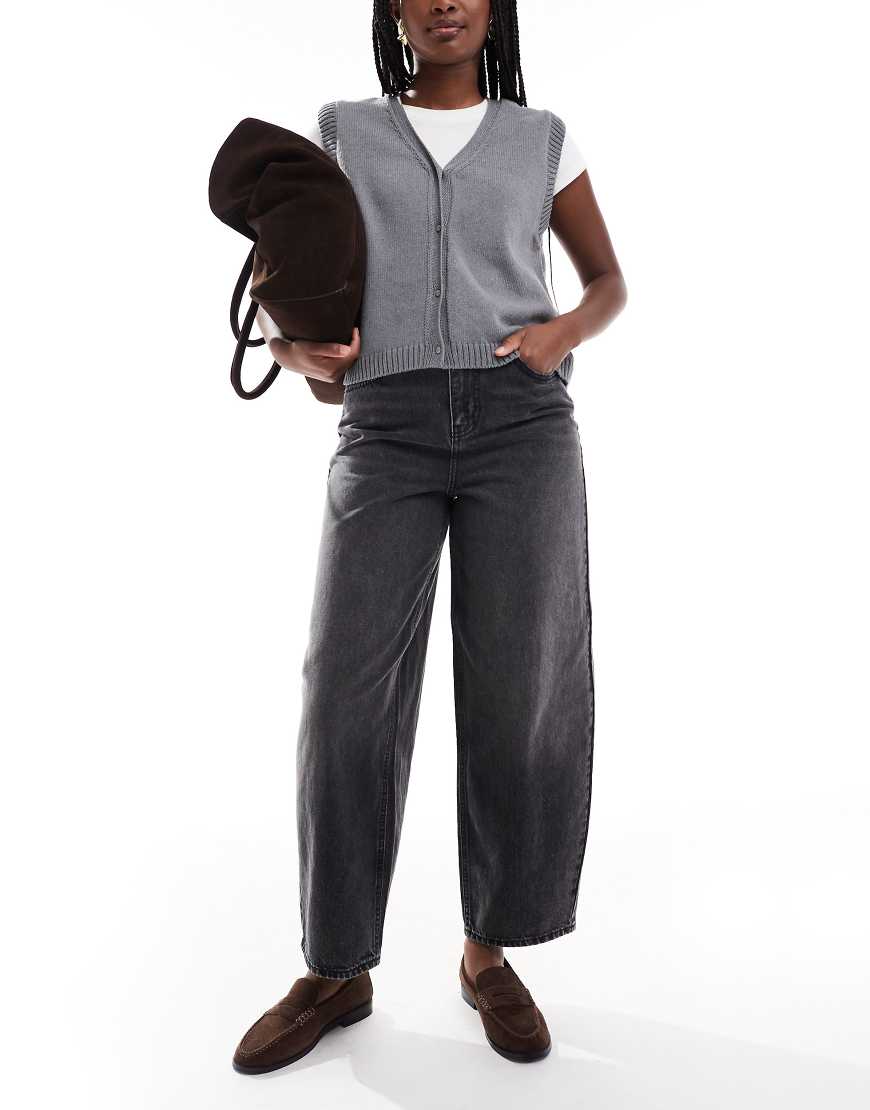 Vero Moda - Billie - Jeans in schwarzer Waschung mit hohem Bund und abgerundetem, weitem Bein von Vero Moda