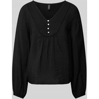Vero Moda Bluse mit kurzer Knopfleiste Modell 'MIRA' in Black, Größe M von Vero Moda