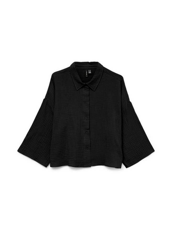 Vero Moda Blusenshirt 3/4 Arm Strukturierter Stoff mit Kragen und Knopfleiste VMNATALI CROP SHIRT WVN GA NOOS von Vero Moda