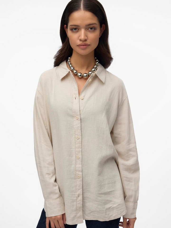 Vero Moda Blusenshirt Basic Rundhals VMLINN LS SHIRT WVN NOOS von Vero Moda
