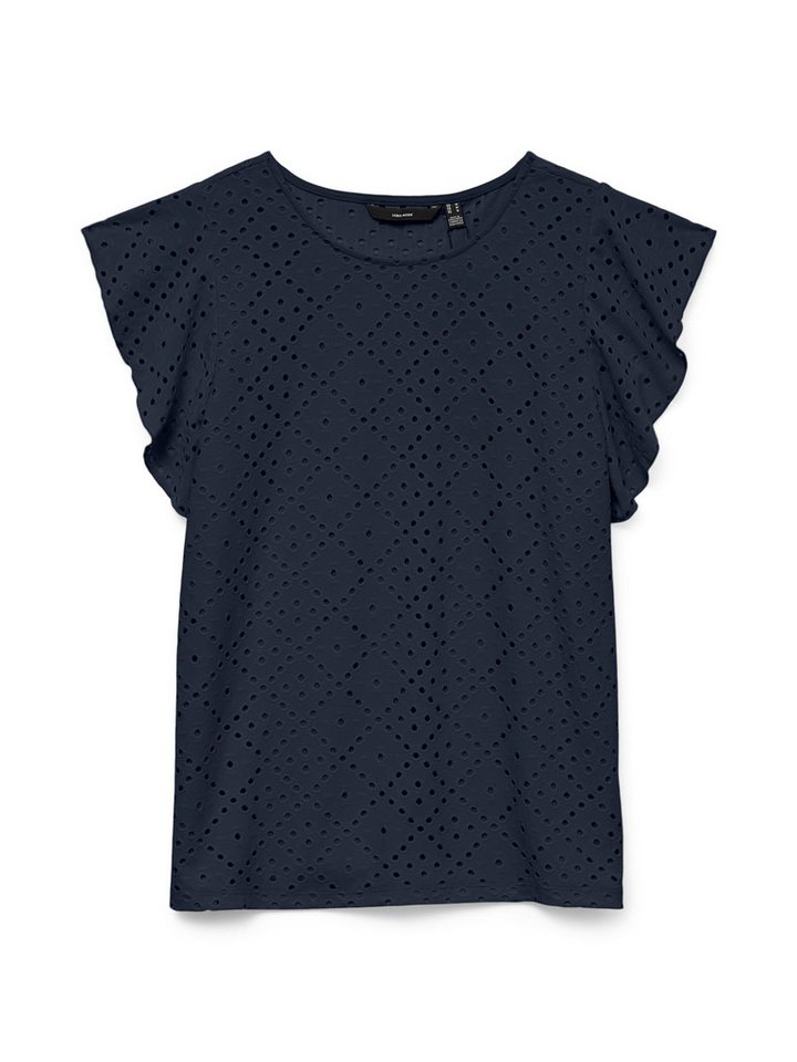 Vero Moda Blusenshirt Blusen-Shirt mit Rundhals und Lochmuster VMTASSA SL FRILL TOP NOOS von Vero Moda