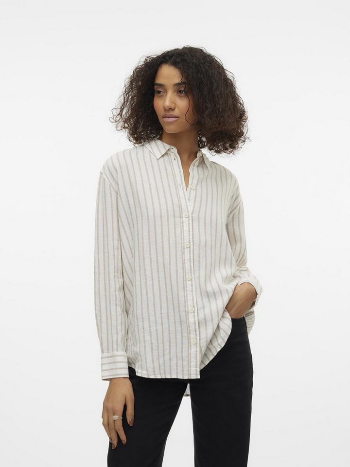 Vero Moda Blusenshirt Basic Rundhals VMLINN LS SHIRT WVN NOOS von Vero Moda