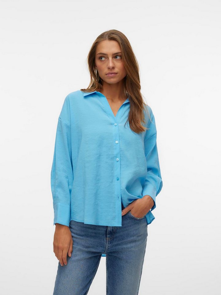 Vero Moda Blusenshirt Legere Hemdbluse Oversized Seidig VMQUEENY VMQUEENY LS OVERSIZE SHIRT WVN GA NOOS von Vero Moda