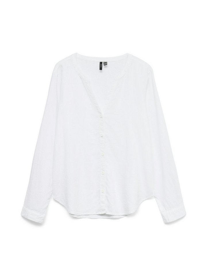 Vero Moda Blusenshirt Leinenoptik, V-Ausschnitt, Langarm, Knopfleiste VMLINN LS V-NECK SHIRT WVN NOOS von Vero Moda