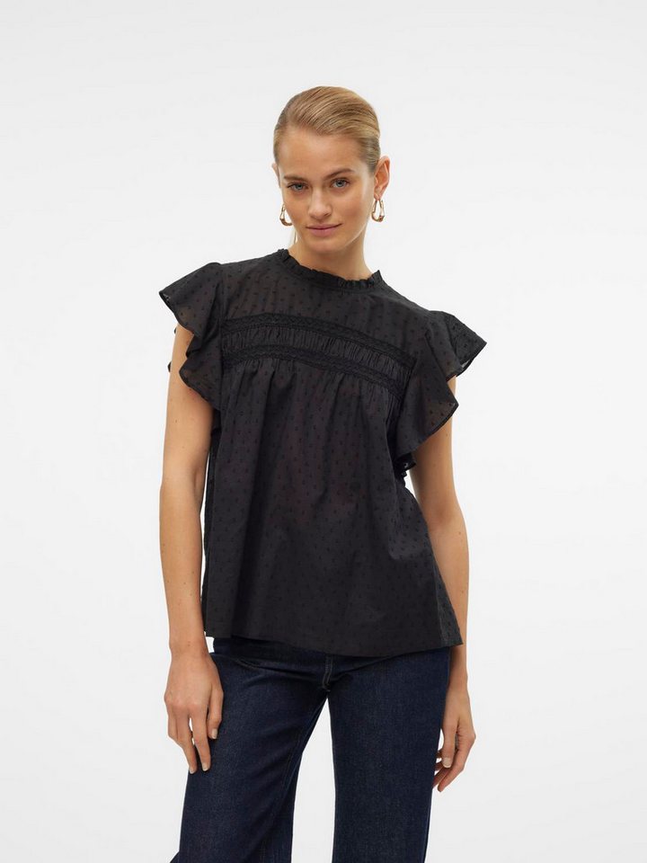 Vero Moda Blusenshirt VMTRINE SL LACE TOP WVN NOOS Baumwolle von Vero Moda