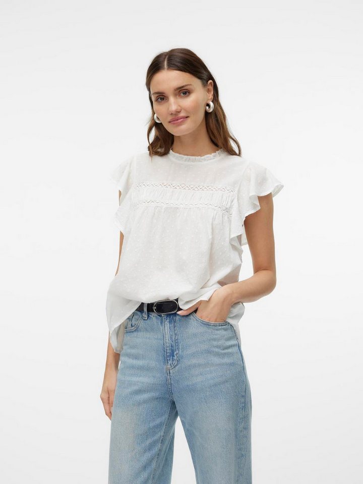Vero Moda Blusenshirt VMTRINE SL LACE TOP WVN NOOS Baumwolle von Vero Moda