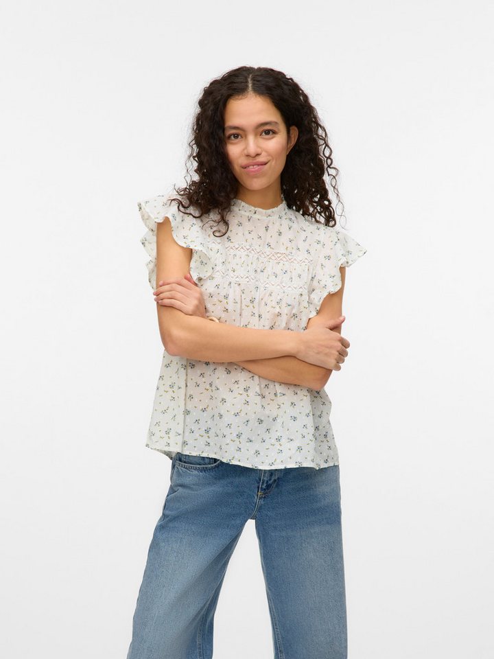 Vero Moda Blusenshirt VMTRINE SL LACE TOP WVN NOOS Baumwolle von Vero Moda