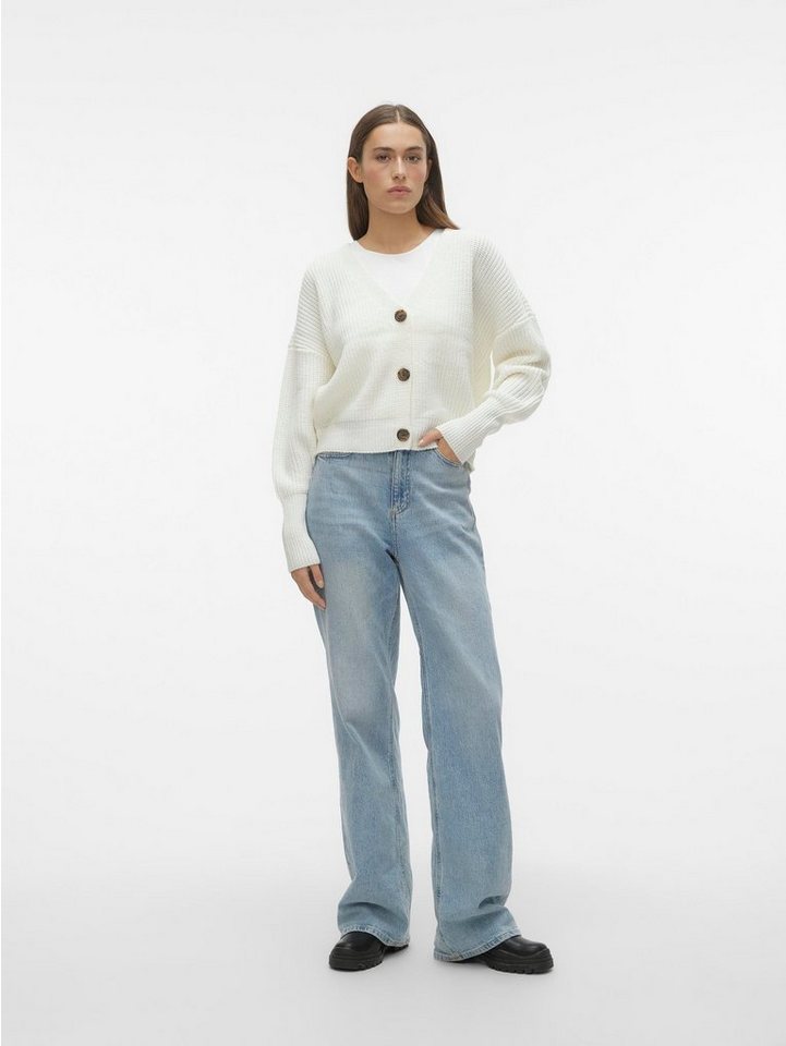 Vero Moda Cardigan Langarm Strickjacke V-Ausschnitt Basic Cardigan VMLEA VMLEA LS V-NECK CUFF CARDIGAN NOOS von Vero Moda