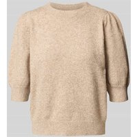 Vero Moda Comfort Fit Strickpullover mit Puffärmeln Modell 'DOFFY' in Sand Melange, Größe XL von Vero Moda
