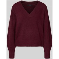 Vero Moda Comfort Fit Strickpullover mit Woll-Anteil Modell 'BOOM' in Dunkelrot Melange, Größe M von Vero Moda