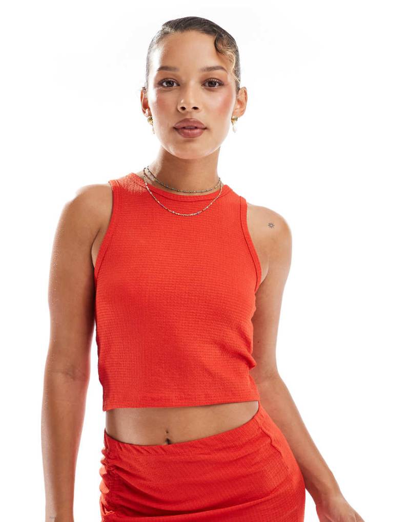 Vero Moda - Cropped Strandoberteil aus strukturiertem Jersey in Rot, Kombiteil von Vero Moda