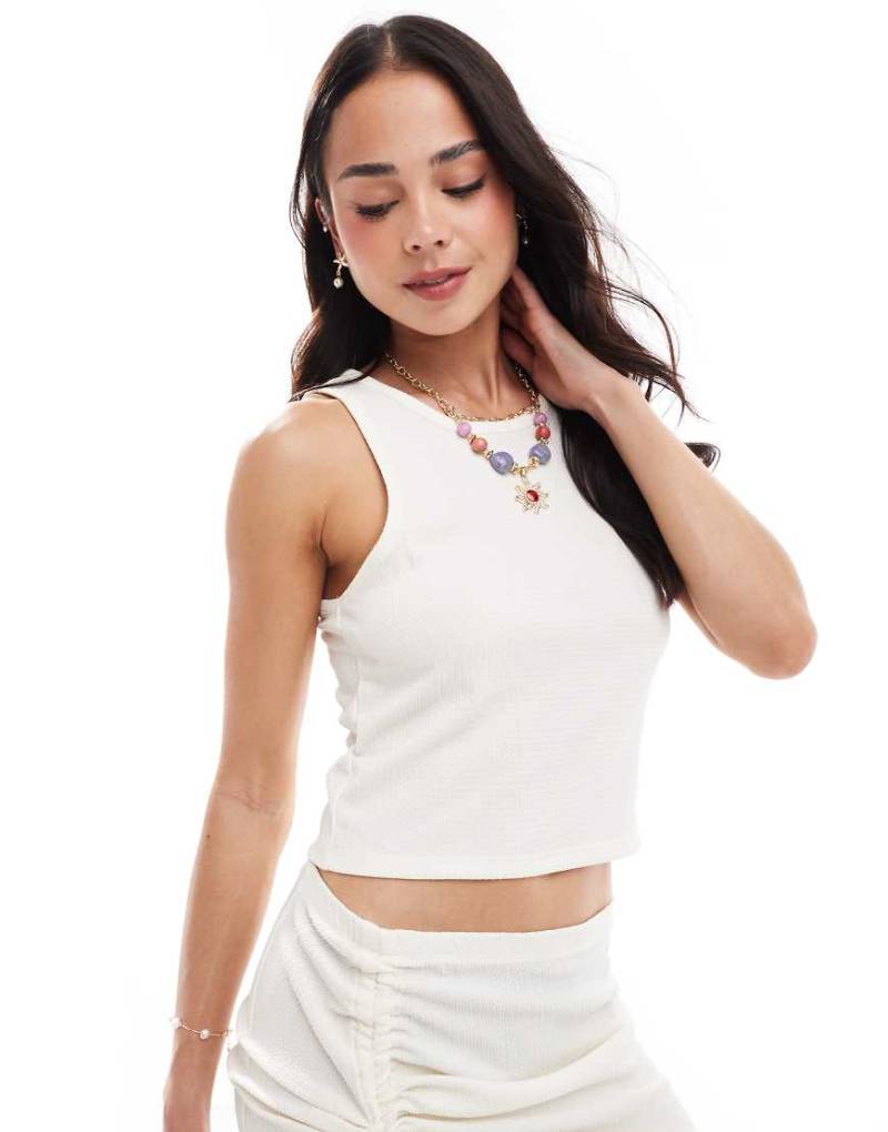 Vero Moda - Cropped Strandoberteil aus strukturiertem Jersey in Weiß, Kombiteil von Vero Moda