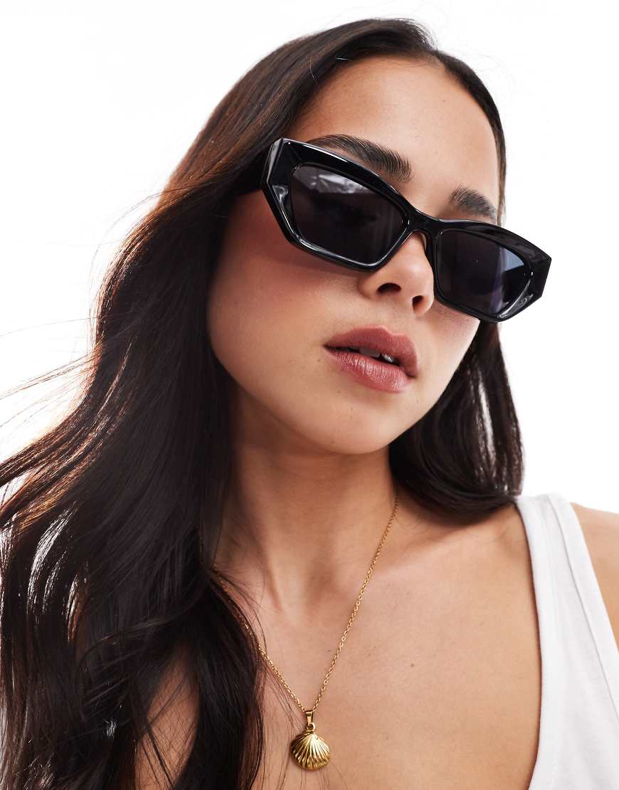 Vero Moda - Eckige Cat-Eye-Sonnenbrille in Schwarz von Vero Moda