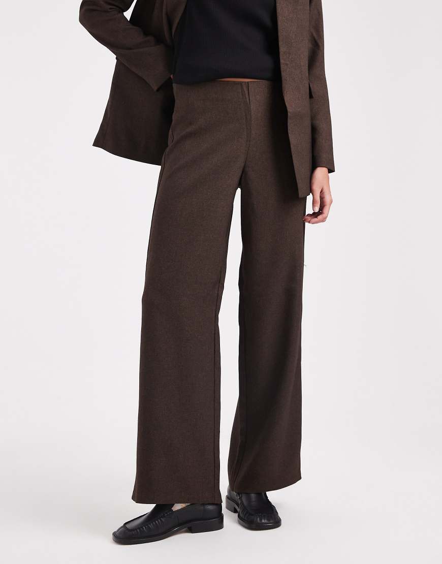 Vero Moda - Elegante, weite Hose in schokobrauner Tweed-Optik, Kombiteil-Brown von Vero Moda