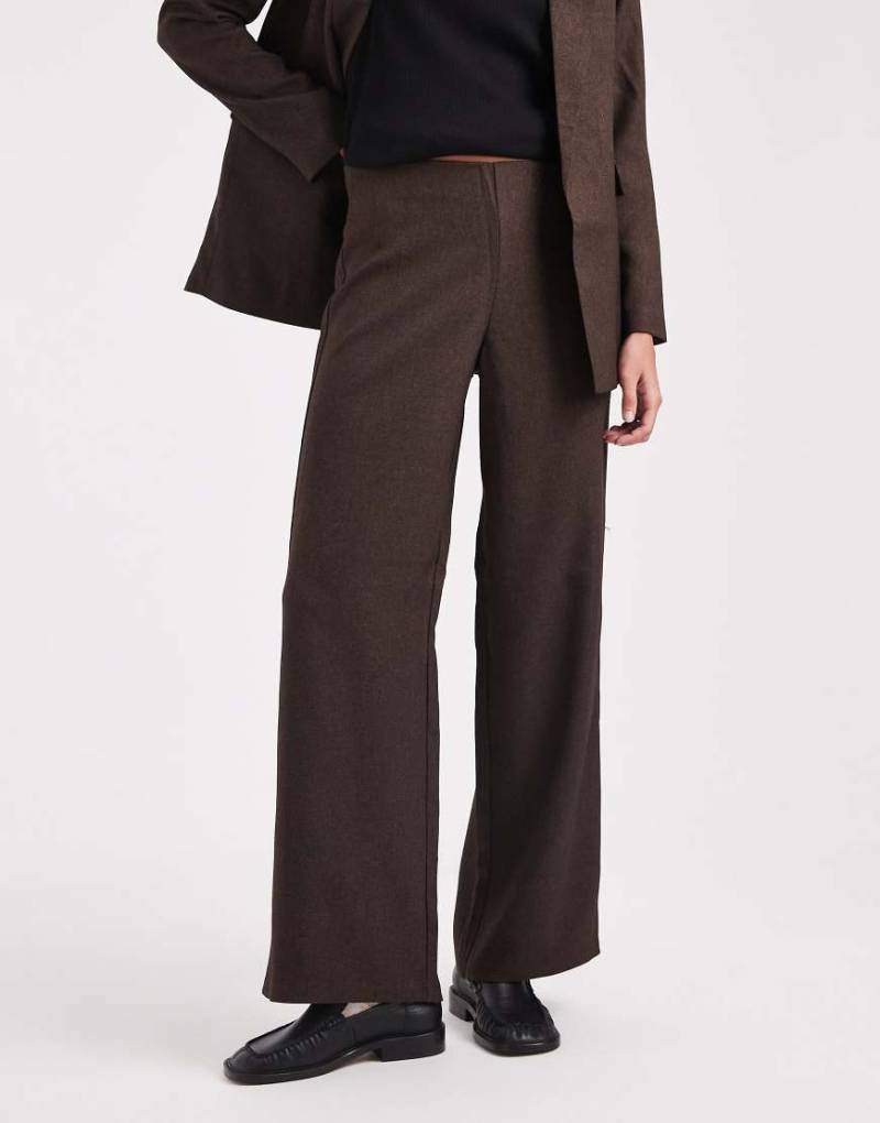 Vero Moda - Elegante, weite Hose in schokobrauner Tweed-Optik, Kombiteil-Brown von Vero Moda