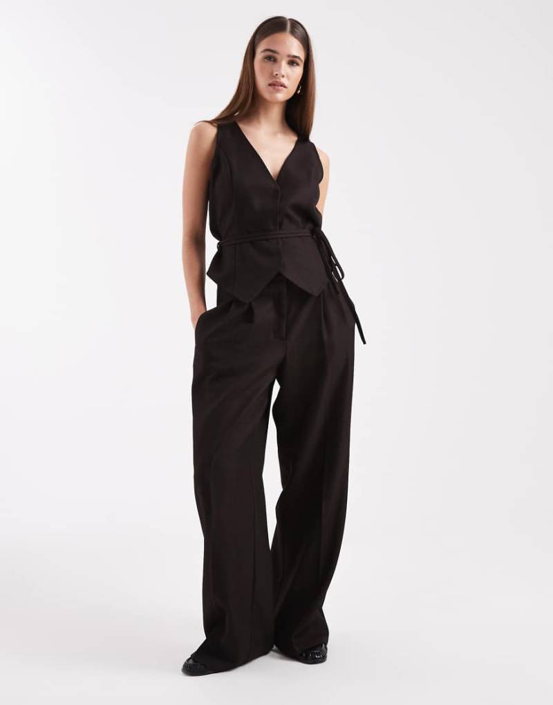 Vero Moda - Elegante Hose in Schokobraun mit Bügelfalte und weitem Bein, Kombiteil-Brown von Vero Moda