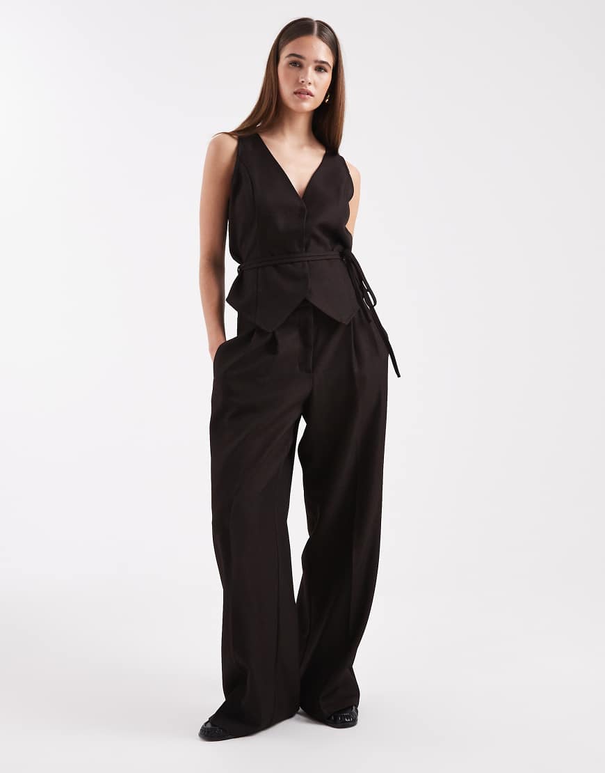 Vero Moda - Elegante Hose in Schokobraun mit Bügelfalte und weitem Bein, Kombiteil-Brown von Vero Moda