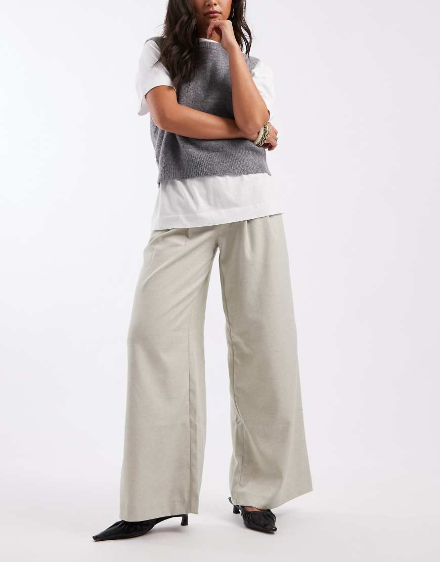 Vero Moda - Elegante Hose in meliertem Creme mit Bundfalten und weitem Bein-Neutral Vero Moda - Elegante Hose in meliertem Creme mit Bundfalten und weitem Bein-Neutral von Vero Moda