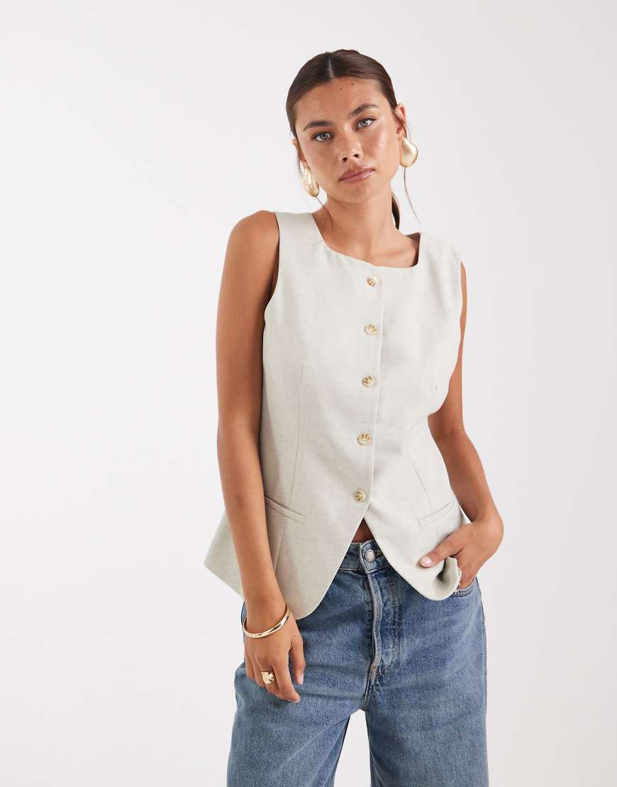Vero Moda - Elegante Longline-Weste in Cremeweiß meliert-Neutral von Vero Moda