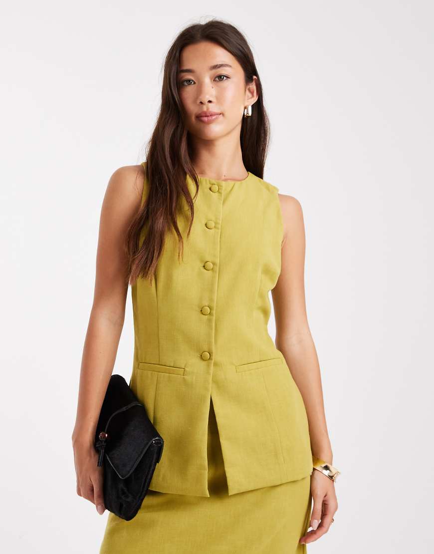 Vero Moda - Elegante Weste in Chartreuse mit O-Ausschnitt-Grün von Vero Moda