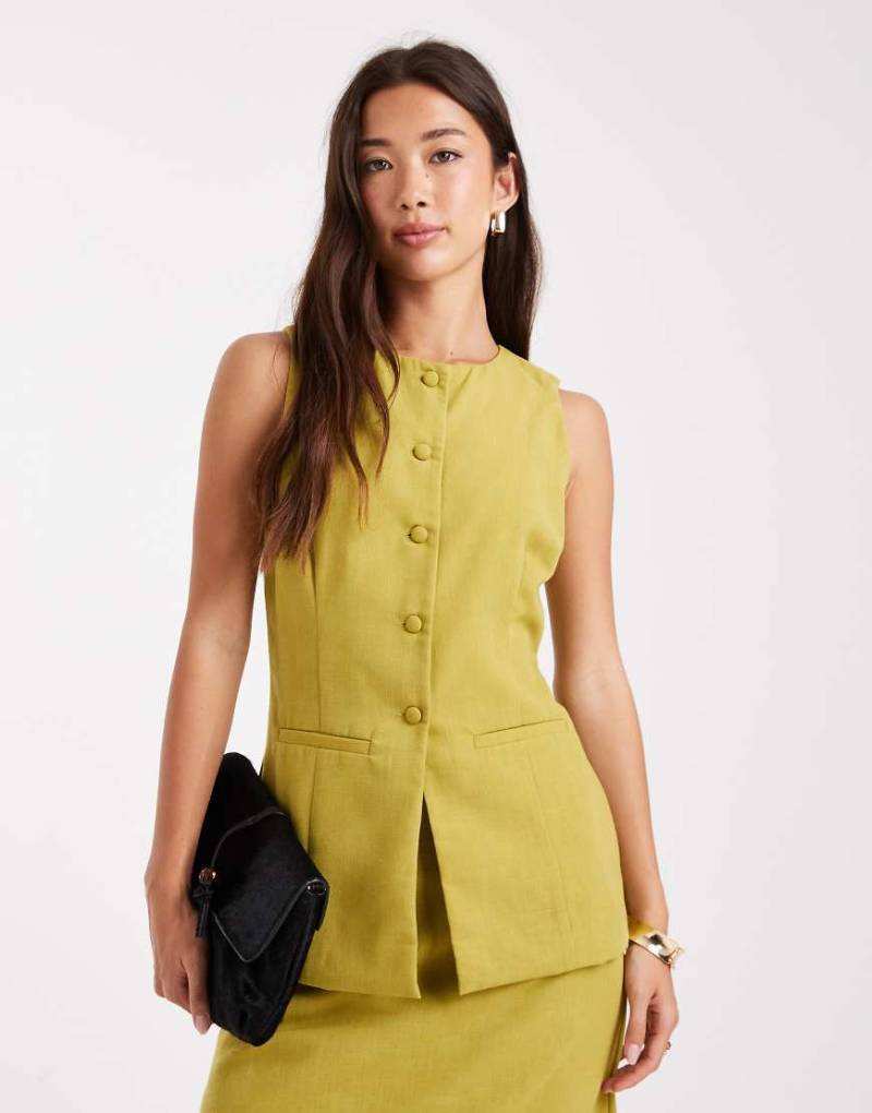 Vero Moda - Elegante Weste in Chartreuse mit O-Ausschnitt-Grün von Vero Moda