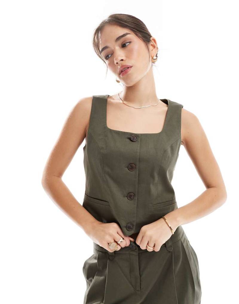 Vero Moda - Elegante Weste in Kalamata-Grün mit eckigem Ausschnitt, Kombiteil von Vero Moda