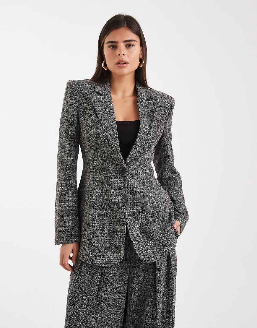 Vero Moda - Eleganter, taillierter Blazer aus Tweed in meliertem Schwarz, Kombiteil Vero Moda - Eleganter, taillierter Blazer aus Tweed in meliertem Schwarz, Kombiteil von Vero Moda