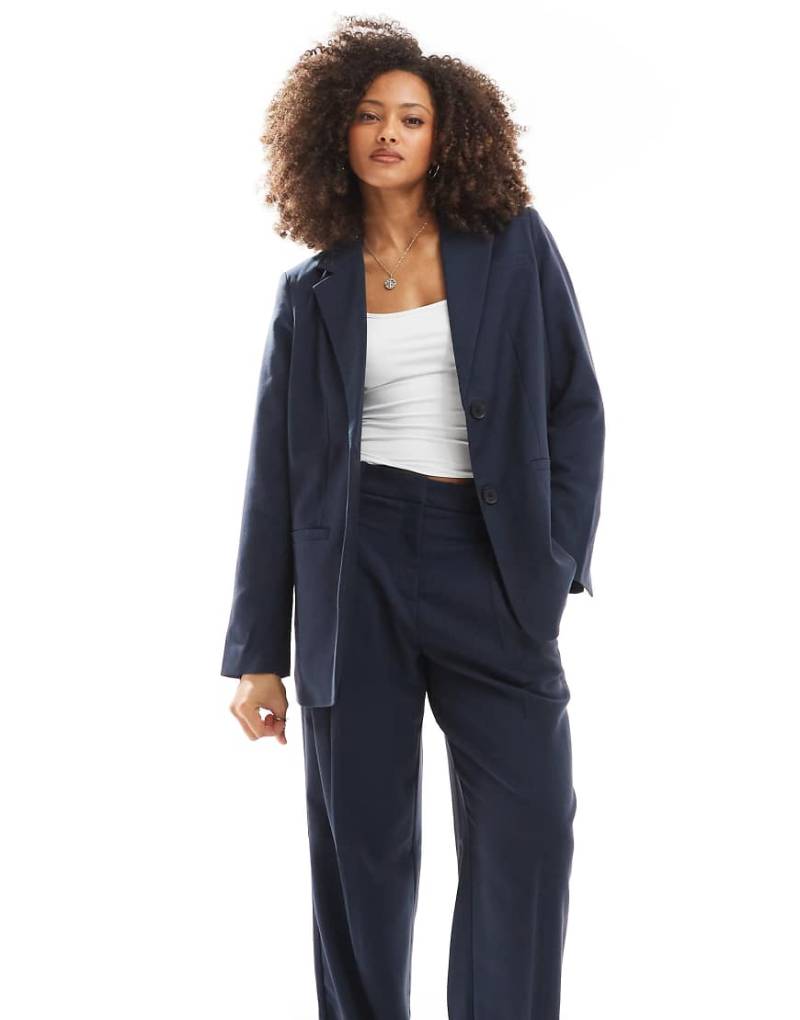 Vero Moda - Eleganter Blazer in Marineblau mit Fischgrätmuster, Kombiteil von Vero Moda