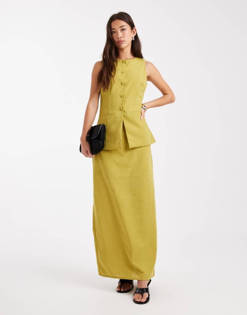 Vero Moda - Eleganter Maxirock in Chartreuse, Kombiteil-Grün von Vero Moda