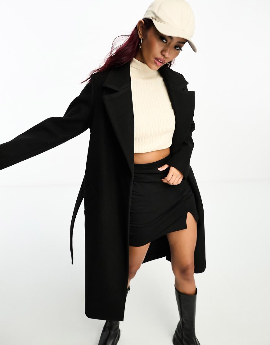 Vero Moda - Eleganter Midi-Mantel in Schwarz mit Gürtel von Vero Moda