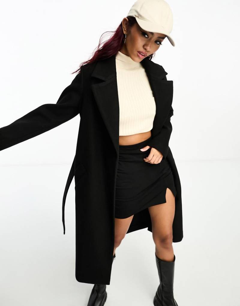 Vero Moda - Eleganter Midi-Mantel in Schwarz mit Gürtel von Vero Moda