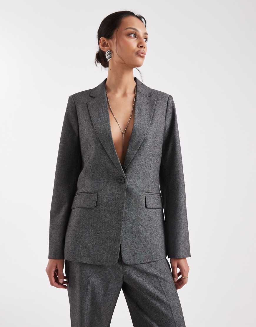 Vero Moda - Eleganter Oversize-Blazer in meliertem Dunkelgrau, Kombiteil von Vero Moda