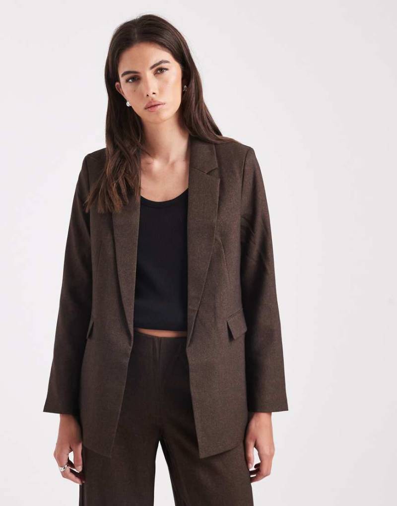 Vero Moda - Eleganter Oversize-Blazer in schokobrauner Tweed-Optik, Kombiteil-Brown von Vero Moda