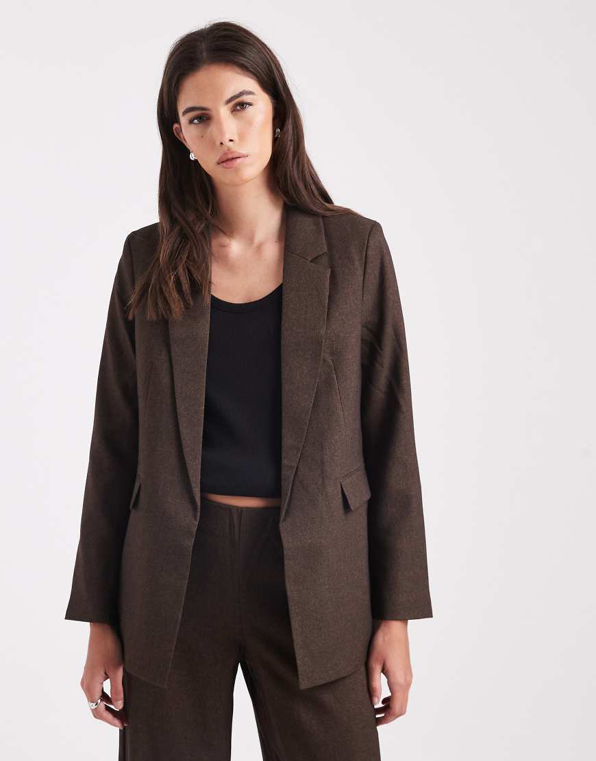 Vero Moda - Eleganter Oversize-Blazer in schokobrauner Tweed-Optik, Kombiteil-Brown von Vero Moda