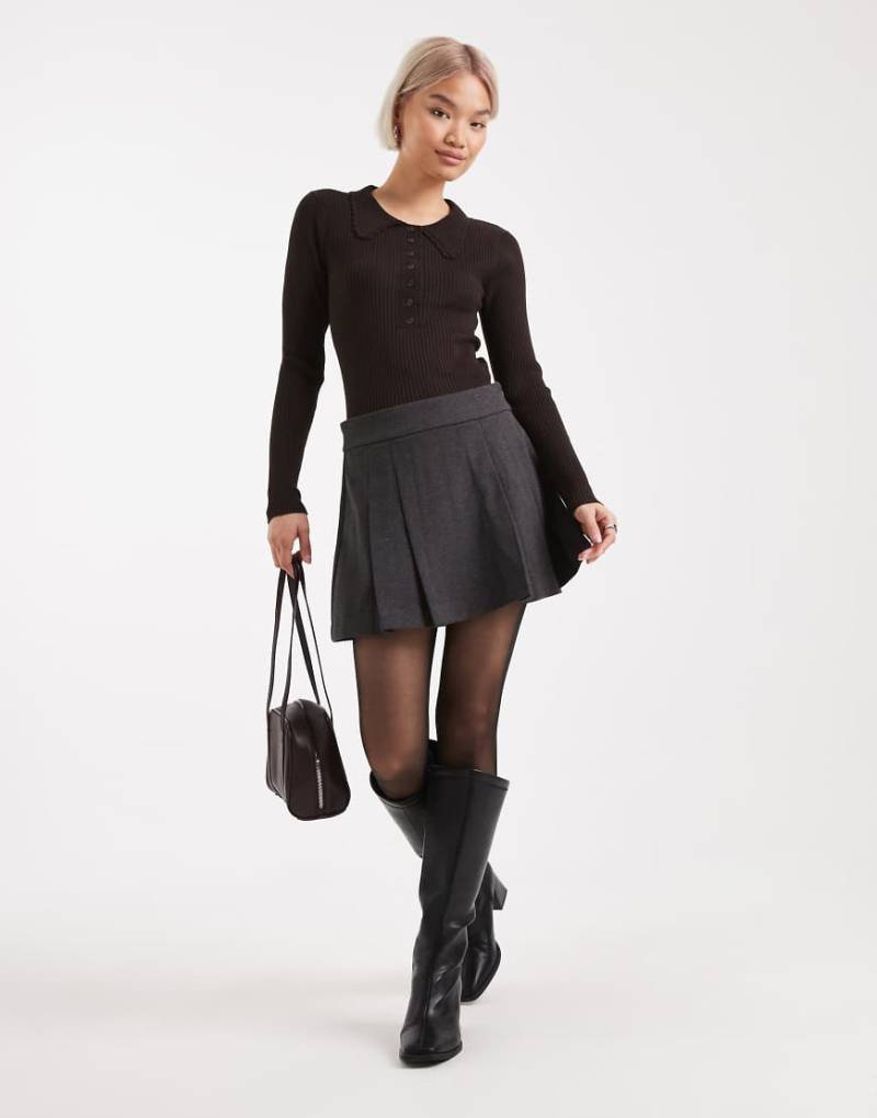 Vero Moda - Falten-Minirock in Grau meliert von Vero Moda