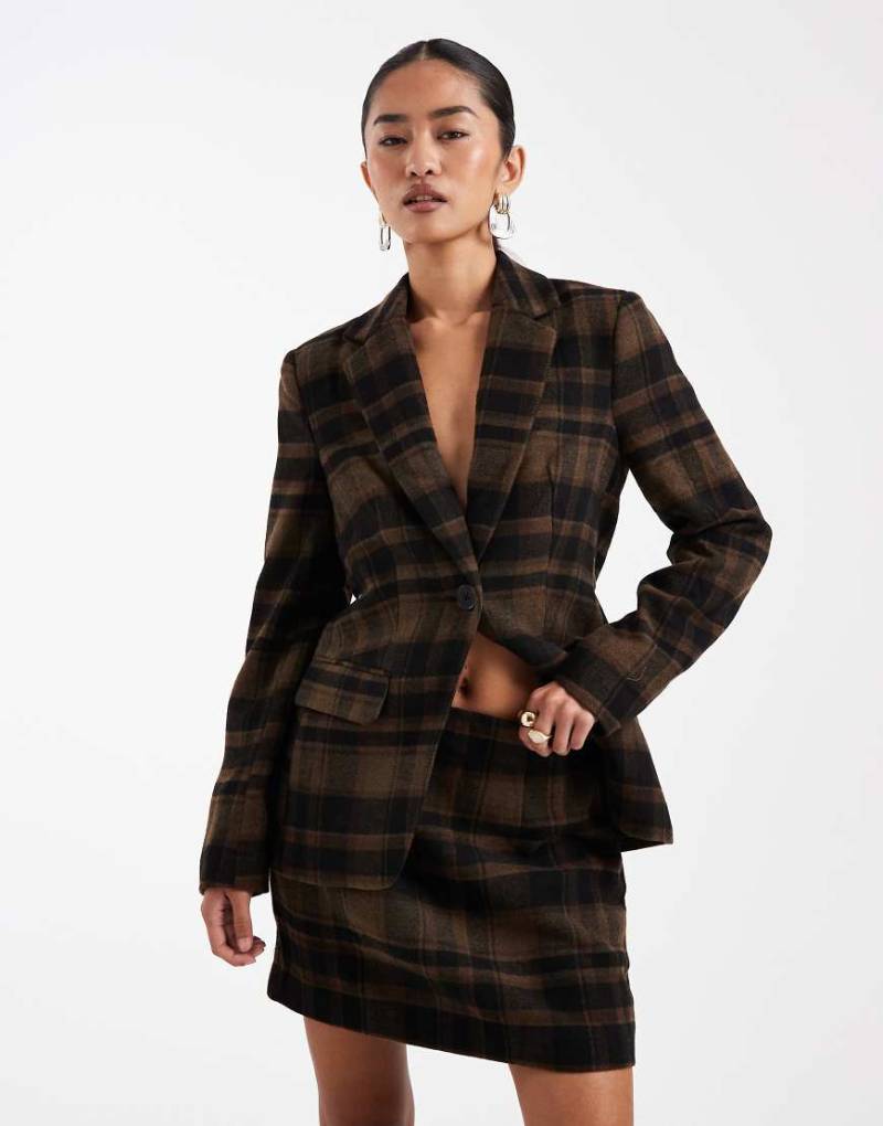 Vero Moda - Flanell-Minirock in Schokobraun mit Karomuster, Kombiteil-Brown von Vero Moda